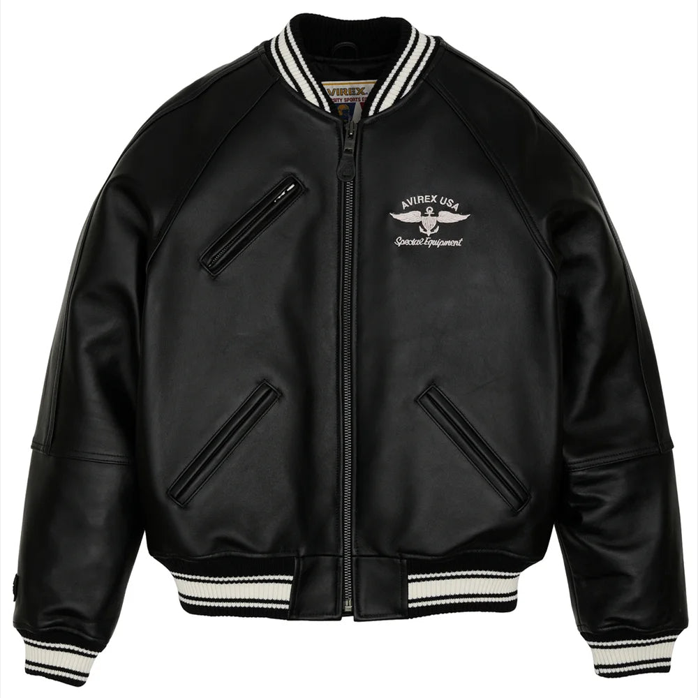 2025 French Leather Jacket – Embroidered American Fit | Sport Flight Style for All Seasons