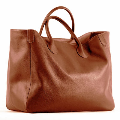 Oversized Women’s Tote Bag – 100% Natural Cowhide Leather, Soft Large-Capacity Travel Handbag (41cm)