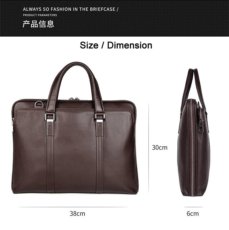 Luxury Genuine Leather Briefcase for Men – 15.6" Business Laptop Bag & Office Document Case