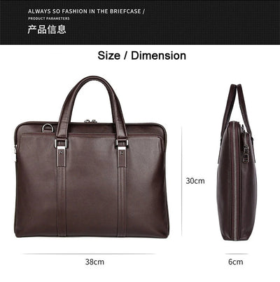 Luxury Genuine Leather Briefcase for Men – 15.6" Business Laptop Bag & Office Document Case