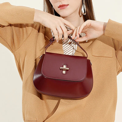 HiFashion Luxury Saddle Crossbody Bag – Genuine Leather 2025 Designer Shoulder Purse for Women