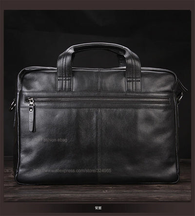 Luxury Genuine Leather Men’s Briefcase – 15.6" Business Laptop Shoulder Bag