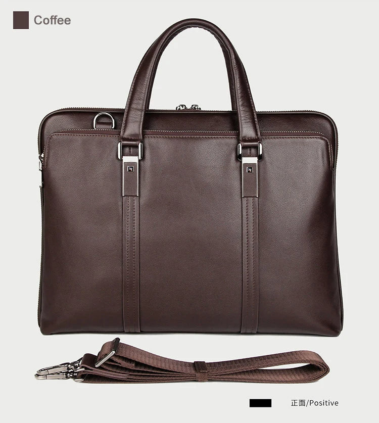 Luxury Genuine Leather Briefcase for Men – 15.6" Business Laptop Bag & Office Document Case