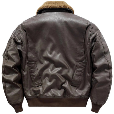 Men’s Retro Pilot Leather Jacket – Winter Fur Collar | 100% Genuine Leather