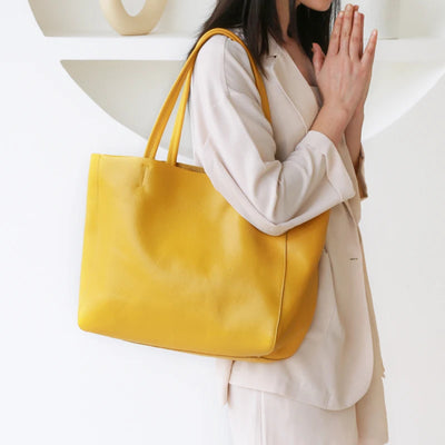Luxury Women's Cowhide Leather Tote Bag – Soft Genuine Leather, Large Capacity, Shoulder Handbag (27cm / 36cm)