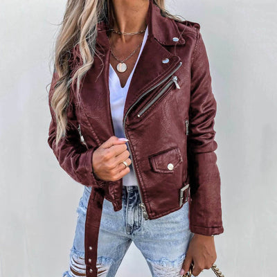Urban Edge: Women's Pure Leather Moto Jacket – Bold. Sleek. Fearless.