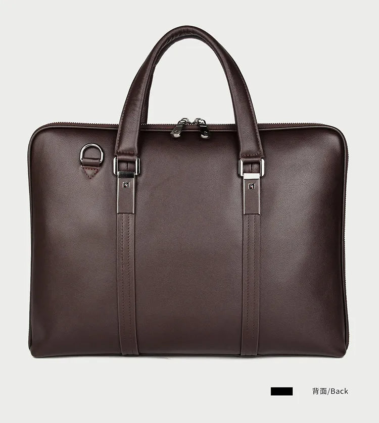 Luxury Genuine Leather Briefcase for Men – 15.6" Business Laptop Bag & Office Document Case