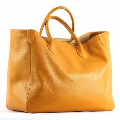 Oversized Women’s Tote Bag – 100% Natural Cowhide Leather, Soft Large-Capacity Travel Handbag (41cm)