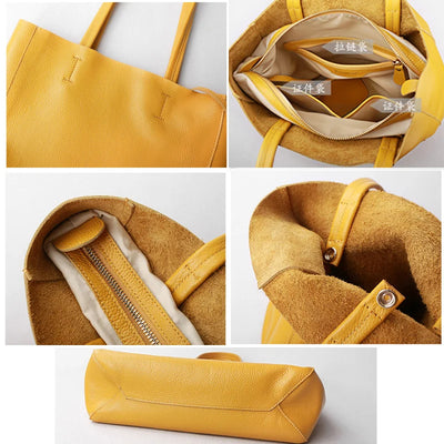 Luxury Women's Cowhide Leather Tote Bag – Soft Genuine Leather, Large Capacity, Shoulder Handbag (27cm / 36cm)