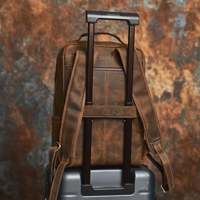 Vintage Crazy Horse Leather Men's Backpack – Retro Travel & Laptop Bag (15.6")