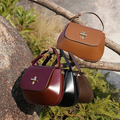HiFashion Luxury Saddle Crossbody Bag – Genuine Leather 2025 Designer Shoulder Purse for Women