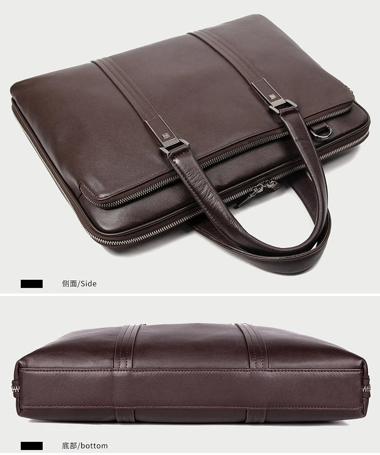 Luxury Genuine Leather Briefcase for Men – 15.6" Business Laptop Bag & Office Document Case