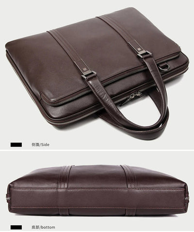 Luxury Genuine Leather Briefcase for Men – 15.6" Business Laptop Bag & Office Document Case