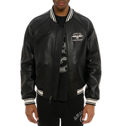 2025 French Leather Jacket – Embroidered American Fit | Sport Flight Style for All Seasons