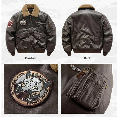 Men’s Retro Pilot Leather Jacket – Winter Fur Collar | 100% Genuine Leather
