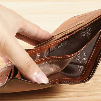 RFID Blocking Trifold Genuine Leather Wallet – Slim Multi-Function ID & Card Holder for Men