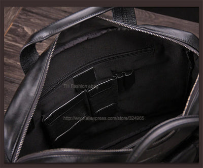 Luxury Genuine Leather Men’s Briefcase – 15.6" Business Laptop Shoulder Bag