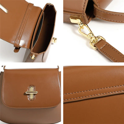 HiFashion Luxury Saddle Crossbody Bag – Genuine Leather 2025 Designer Shoulder Purse for Women
