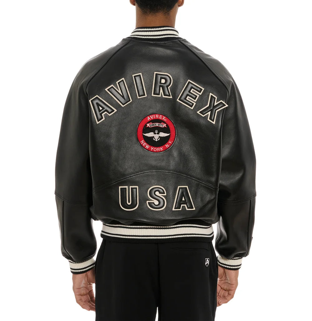 2025 French Leather Jacket – Embroidered American Fit | Sport Flight Style for All Seasons