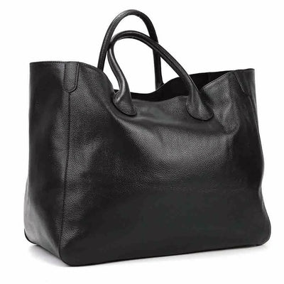Oversized Women’s Tote Bag – 100% Natural Cowhide Leather, Soft Large-Capacity Travel Handbag (41cm)